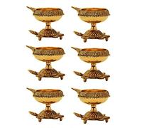SATVIK 20 Pcs Kuber Turtle Diya for Diwali Decoration Handmade Oil Lamp with Golden Virgin Brass Metal Diwali Diya Vilakku for Puja Pooja Traditional Indian Deepawali Items