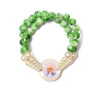 SATVIK 5 Pc Jai Guru Ji Maharaj Handmade Green Beads Bracelet for Men & Women | Guru Ji Swaroop Centerpiece | Positive Vibes, Shukrana, Satsang | Bulk Return Gifts