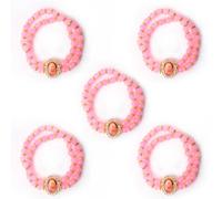 SATVIK 5 Pc Light Pink Beaded Guru Ji Maharaj Bracelet | Handmade Bracelet for Men & Women | Guruji Blessings | Positive Vibes Wrist Band | Shukrana Satsang Gift