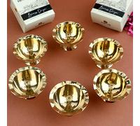 Satvik 6 Pc Pure Brass Diya for Pooja Tibetan Butter Lamp Buddhist Altar Supplies Tea Light Holder Indian Puja Kutthu Vilakku Deepam Meditation Offering Indian Diwali Mandir Housewarming Return Gifts