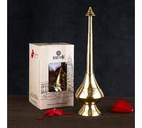 SATVIK 8.5-9 Inch Brass Gulab Pash Holy Water Sprinkler Rose Water Aspergillum Aspergil Religious Divine Pot