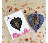 SATVIK Metal Pan Patta Ganesh Decorative Wall Hanging Showpiece Lord Ganesha on Leaf Home Decor. Indian Housewarming Return Gift for Bulk. Figurine Pooja Decoration Item