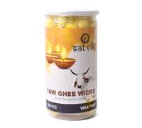 SATVIK Pure Cow Ghee Wicks for Puja Pooja Without Wax for Home and Mandir. Readymade Cow Ghee Jyot Jyoti for Nitya Daily Pujan Indian Housewarming Return Gift Items Puja Accessories (150 Pc- Box)