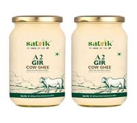 SATVIK PURE GHEE A2 Gir Cow Ghee 1 Litre Churned From Vedic Bilona Method Bilona Ghee A2 Cow Desi Ghee (Pack of 2)