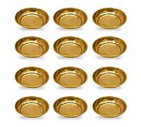 SATVIK Set of 12 Pieces Pure Brass Pujan Prasad Bhog Thali Mandir Temple Indian Hindu Rituals Diwali Festive Kahnaji Bhog Puja Plate Indian Housewarming Return Gift Items Bulk