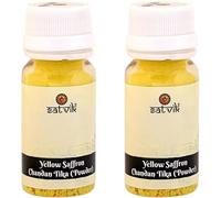 SATVIK Set of 2 Yellow Saffron Chandan Tikka Powder for Pooja & Tilak | 2 x 25g | Sacred Sandalwood Kumkum | Pooja Samagri for Mandir & Rituals