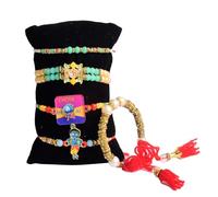SATVIK Set of 5 - 2 Bhaiya Rakhdi + 1 Bhabhi Lumba + 2 Rakhi for Brother | Traditional Handmade Rakhi Set with Puja Plate, Roli Chawal, Greeting Card & Sita-Ram Sticker | Raksha Bandhan (Design 3)