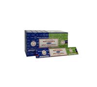 Satya 01335 Nag Champa & Spicy Patchouli Combo Set of Incense Sticks, 12 Packs x 16g, One Size, multicolor