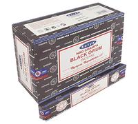 Satya 01347 Black Opium Incense Sticks, 12 Packs x 15g, One Size