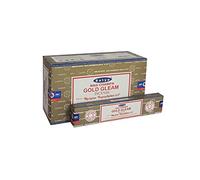 Satya 01354 Gold Gleam Incense Sticks, 12 Packs x 15g, Black, One Size