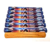 Satya 7 Chakras Incense Sticks 6 x 15g (120 Sticks Total) with JRose Wooden Holder - Chakra Balancing Blend of Patchouli, Sandalwood, Lavender, Lime, Neroli - Meditation & Relaxation
