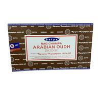 Satya Arabian Oudh Incense Sticks 240 Sticks (12x20) - Luxurious Woody Aroma for Focus & Spiritual Connection | Plastic-Free Dispatch - Festive Calm & Joy, for Meditation