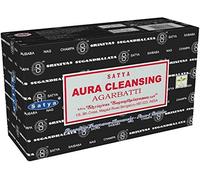 Satya Aura Cleansing Incense Sticks 3 Pack Set with JRose Wooden Incense Holder - 45g Total, Hand Rolled Masala Agarbatti, Aromatic Home Fragrance for Meditation, Relaxation & Everyday Use