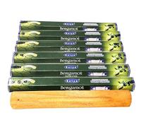 Satya Bergamot Incense Sticks - 6 x 20 Stick Packs (120 Total) - Charcoal-Free - Uplifting Citrus Aroma - Includes JRose Wooden Burner - Natural Masala Incense for Mood & Meditation