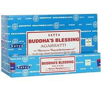 Satya Buddha’s Blessing Incense Sticks - 3 x 15g Packs with JRose Wooden Incense Holder - Calming Scent for Meditation, Relaxation, Yoga, Aromatherapy