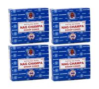 Satya Dhoop Cones Nag Champa 4 Packs x 12 Cones (48 Total) - Traditional Meditation Aroma, Handcrafted in India, Thoughtful for Peaceful Living