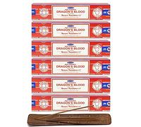 Satya Dragon's Blood Incense Sticks - 6 Pack of Fragrances With Nakshatra Incense Stick Holder | Each Box 15g Joss Stick Long Burning House Aroma Hex | For Meditation Yoga Aromatherapy By Nakshatra®