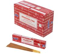 Satya Dragon's Fire Incense Sticks 3 Pack Set with JRose Wooden Incense Holder, 45g Total, Hand Rolled Masala Agarbatti, Aromatic Home Fragrance for Meditation, Yoga, Relaxation & Daily Use