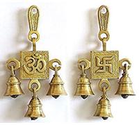 SATYA EXPORTS Brass Bells hanging bell (Om + Swastik)