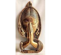 SATYA EXPORTS Brass Metal Welcome Namaste Lady Metal Hanging Religious Metal Wall Decor Showpiece Hanging Entrance Gate size 11 inch (Golden)