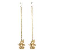 SATYA EXPORTS Brass Wall Hanging Diya Peacock Oil Lamp for Home Mandir Entrance Deepak Deepam Decor Temple Diwali Decoration Chain Hanging Diya Pair(2 Pcs)., Gold, 3X3X16 inch (585624)