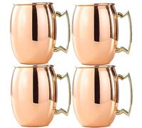 SATYA EXPORTS Copper Mug Beer Mug Coffee Mug with Brass Handle Copper Mug (Pack of 4)