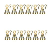 SATYA EXPORTS Decorative Brass Bell for Pooja Room, Silver Gold 50mm, 2 Inch (12)
