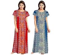 SATYA EXPORTS Women's 100% Cotton Printed Maxi Night Gown Nighty Soft Fabric Nightgown,Sleepwear free size pic of 2