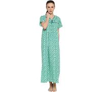 SATYA EXPORTS Women's cotton nighty 100% Cotton Flower Print Maxi Nighty Soft Fabric Nightgown,Sleepwear comfortable,wear for women (GREEN, M & L)