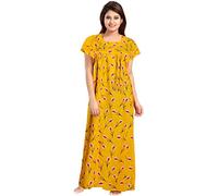 SATYA EXPORTS Women's Cotton Printed Ankle Length long Nighty,Maxi Gown Nighty , Nightdress(NTY-18), Multicolor, One Size