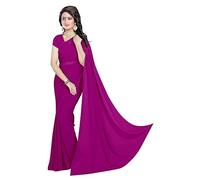 SATYA EXPORTS Women's Georgette plain Saree Color- (Jamli Wine)