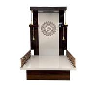 SATYA EXPORTS Wooden Brown Temple with LED Light for Home and Office|Home Temple|Puja Mandir |Wall Hanging & Table Top Home Mandir(TMP01) SIZE-36X24X16 IN
