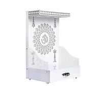 SATYA EXPORTS Wooden Temple with LED Light for Home and Office| Puja Mandir |Wall Hanging & Table Top|White Mandir(TMP05)SIZE-24x16x12 In
