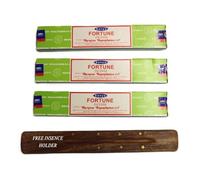 Satya Fortune Nag Champa Incense Sticks Pack of 3 X 15G with Free Holder Agarbatti for Home, Outdoor, Aromatherapy, Spa, Yoga, Meditation, Healinger)