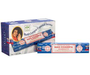Satya Genuine Nag Champa Incense Joss Sticks Scent FULL BOX (12 x 15g Packs)