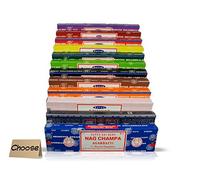Satya Genuine SAI BABA - NAG CHAMPA VARIETY MIX 12 X 15G BOXES OF INCENSE, INCLUDES NAG CHAMPA, ROSE,WHITE SAGE, PATCHOULI, SANDALWOOD, TULSI, LAVENDER, MUSK, OPIUM, JASMINE BLOSSOM, CHMPA AND VANILA