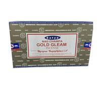 Satya Gold Gleam Incense Sticks 12 x 20 - Uplifting Woody Citrus Aroma for Joy, Prosperity Home Fragrance Natural H Rolled Sticks Meditation Celebration Eco Friendly Packaging Set