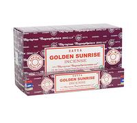 Satya Incense Sticks 12x15 gm per box. Genuine Massala Hand Rolled Product with 3 colour seal on the box (Golden Sunrise)