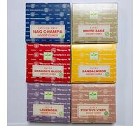 Satya Handcrafted Assorted Incense Cones Gift Collection for Meditation, Relaxation and Yoga, 6 Packs of 12 Cones, Hot Mix