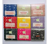 Satya Handcrafted Assorted Incense Cones Gift Collection for Meditation, Relaxation and Yoga, 9 Packs of 12 Cones, Total 108, Hot Mix