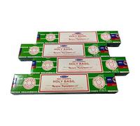 Satya Holy Basil Incense Bamboo Joss Stick Aggarbatti for Pooja Temple House Warming Home Freshness Meditation 15g Box (3 Packs)