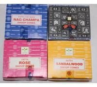 Satya Incense Dhoop Cones, Nag Champa, Rose, Sandalwood, Superhit Fragrances, 48 Pieces Total