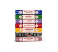 Satya Incense Gift Set Nag Champa, Super hit, Dragon's Blood, Sandalwood, Patchouli, Lavender, Positive Vibes, 15 g