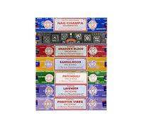 Satya Incense Gift Set Nag Champa, Super hit, Dragon's Blood, Sandalwood, Patchouli, Lavender, Positive Vibes, 15 g