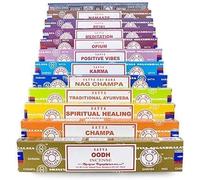 Satya Incense Set 12 x 15gram Includes: Nag, Super Hit, Oodh, Positive Vibes, Namaste, Champa, Opium, Reiki, Spiritual Healing, Karma, Traditional Ayurveda and Meditation, Wood, Multi, Packs