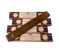 Satya Incense Sticks, 4 Packs x 15g, with Incense Holder, Aromatic Frankincense