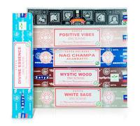 Satya Incense Sticks, 6 Premium Scents Pack, Nagchampa, Super Hit, Divine Essence, Mystic Wood, Positive Vibes, White Sage