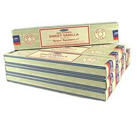 Satya Incense Sticks Economy Set 12 Packs of 15 g Approx. 180 Sticks Sweet Vanilla