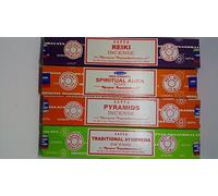 Satya Incense Sticks Set of 4 Reiki, Spiritual Aura, Pyramids, Traditional AYURVEDA with Sterling Effectz's Trolley Coin