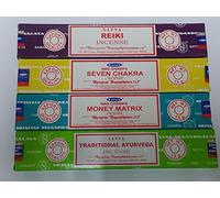 Satya Incense Sticks Set of 4 -- Traditional Ayurveda, Money Matrix Reiki, Seven Chakra By Sterling Effectz